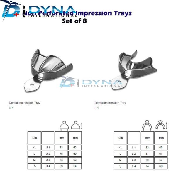 Dental Rim Lock Impression Trays Set Nonperforated Upper & Lower
