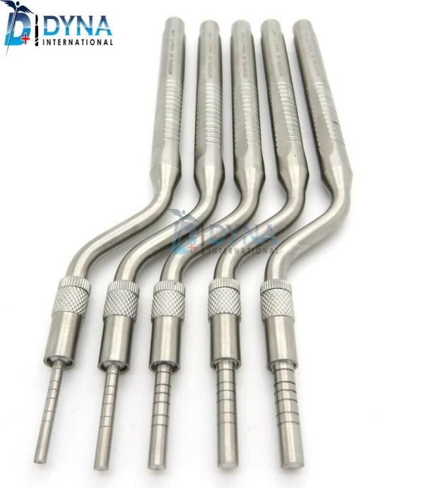5 Pieces Sinus Lift Osteotome Kit Offset Concave Tips Dental Implant